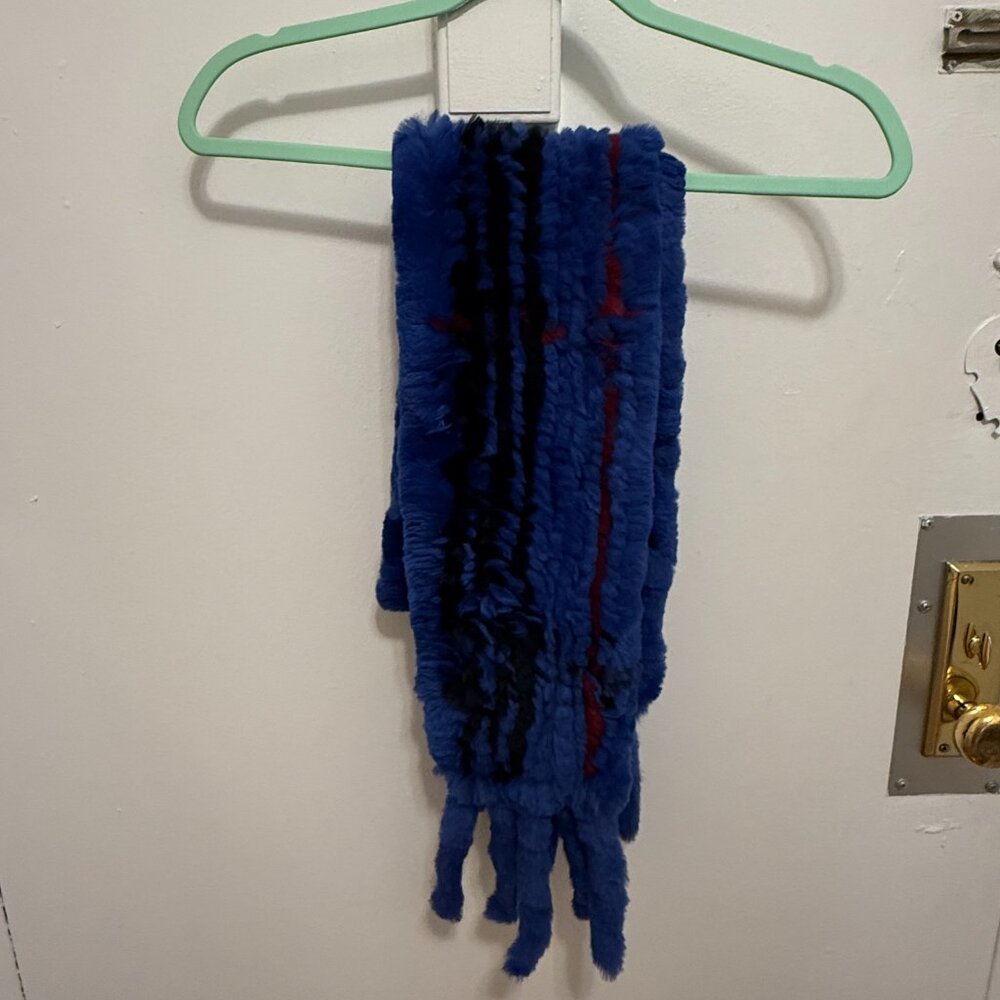Blue Rabbit Fur Scarf/Stole/Wrap O/S - Picture 3 of 3